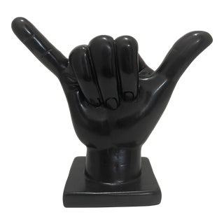 Pop Art Shaka Hand Symbol Chocolate-Black Tabletop Figurine For Sale