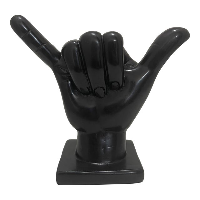Pop Art Shaka Hand Symbol Chocolate-Black Tabletop Figurine For Sale