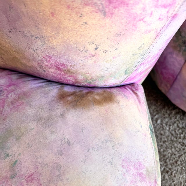 Postmodern Pink Multi Colored Nautilus Swivel Lounge Chairs by Directional - A Pair For Sale - Image 9 of 12