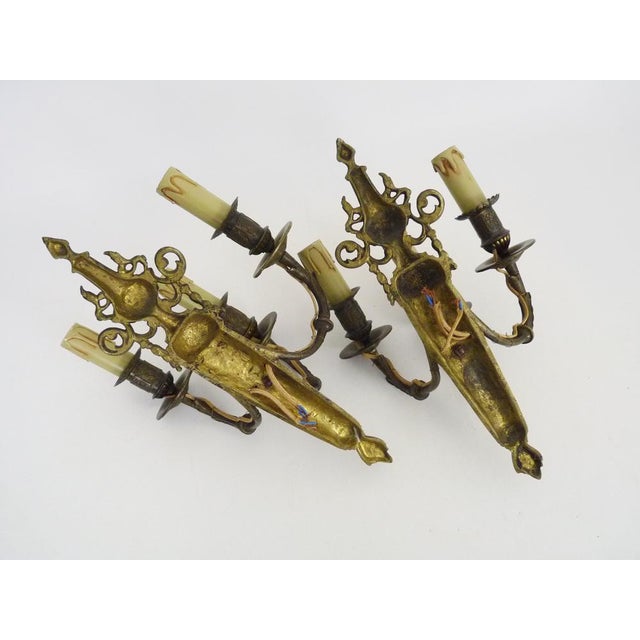 Louis XV Bronze Wall Lights, 1930s For Sale - Image 9 of 10