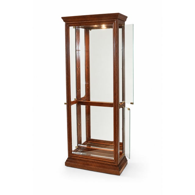 Glass 1980s Pulaski Lighted Glass Curio Cabinet With Mirrored Back For Sale - Image 7 of 10