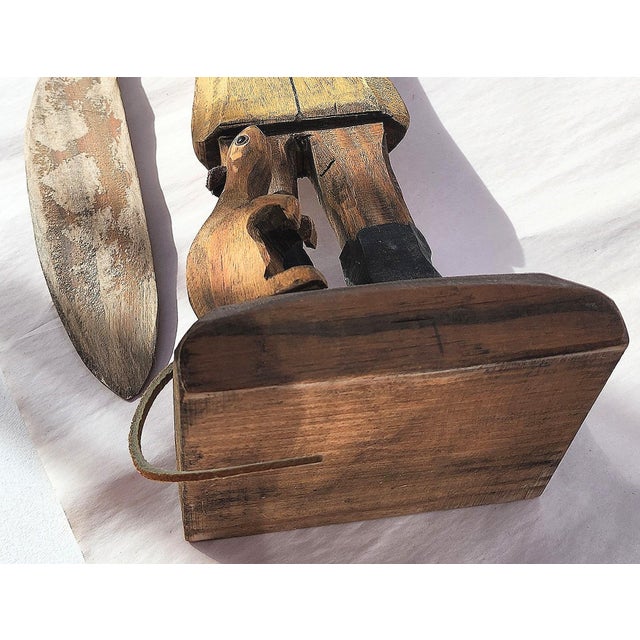 17" Antique Folk Art Sailor in Slicker- Paddle Arm Whirligig & Ship's Pet Rat For Sale - Image 4 of 6