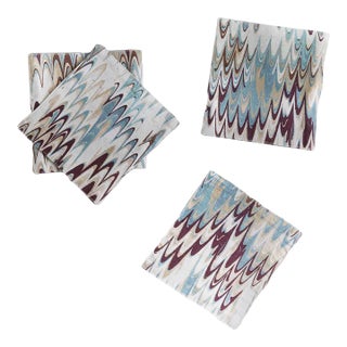 Erin Gates x Kassatex Fluted Marble Printed Cocktail Napkins, Set of 4 For Sale