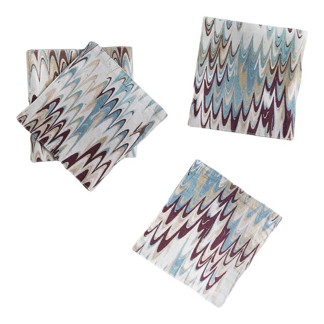 Erin Gates x Kassatex Fluted Marble Printed Cocktail Napkins, Set of 4 For Sale