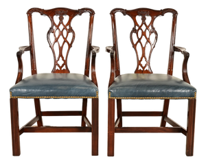 Councill Craftsmen Georgian Carved Mahogany Armchairs, Pair