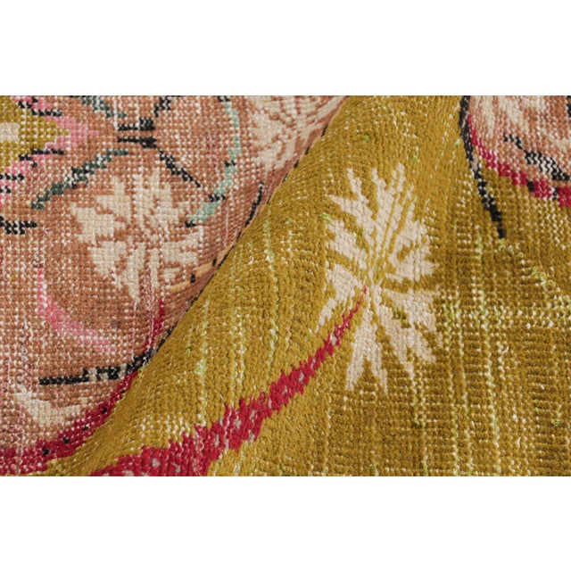 Textile Vintage Zeki Müren Rug in Chartreuse With Floral Medallion, From Rug & Kilim For Sale - Image 7 of 8