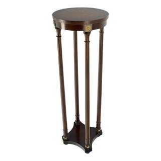 Baker Dark Mahogany 13" Round Neoclassical Pedestal Plant Lamp Stand Table MINT For Sale