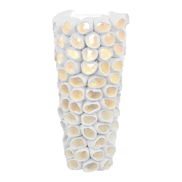 Ceramic Wall Sconce, White - Reef Cone by Oggetti For Sale