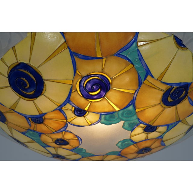French Art Deco Pendant Light by Loys Lucha 1930 France For Sale - Image 13 of 14