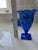 1920s Cobalt Blue Depression Glass Set -3 Pieces Trophy Vase, Double Beehive Vase and Mayonnaise Bowl For Sale - Image 4 of 8