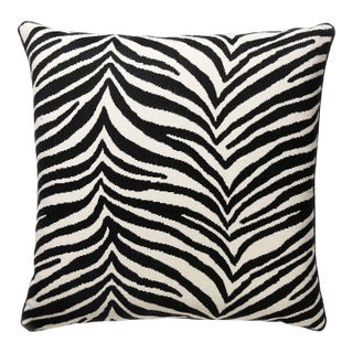 Scalamandre 22" x 22" Singita Pillow in Black & White For Sale