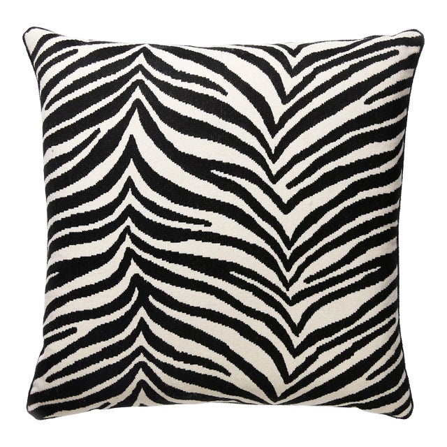 Scalamandre 22" x 22" Singita Pillow in Black & White For Sale