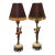 Early 20th Century Italian Metal & Marble Decorative Table Lamps With Metal Flowers - a Pair For Sale