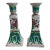 Vintage Chinese Famille Verte Bok Choy Porcelain Candlestick Holders - A Pair For Sale
