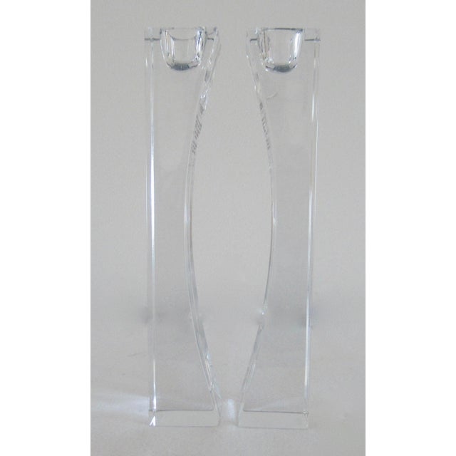 2000 - 2009 Nambe' "Kissing" Crystal Candle Holders -Pair For Sale - Image 5 of 11