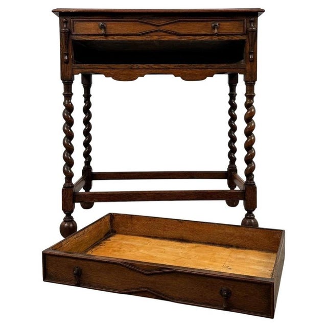 Early 20th Century Antique English Jacobean Revival Oak Side Table For Sale - Image 3 of 12