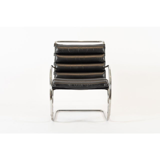 Mid Century Mr Black Leather Arm Chairs by Mies Van Der Rohe for Knoll For Sale - Image 14 of 15