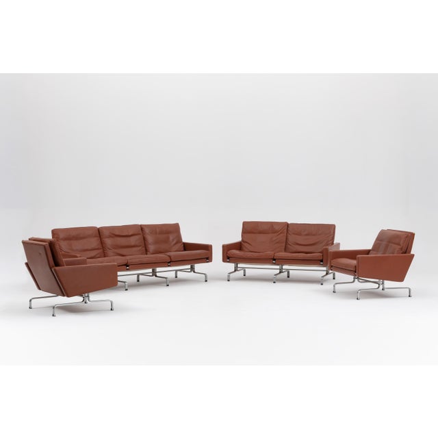 Mid-Century Modern Poul Kjærholm Pk31 Leather Lounge Set for Fritz Hansen, Denmark, 1988 - Set of 4 For Sale - Image 3 of 18