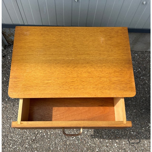 Vintage Bedside Table in Light Oak, 1950 For Sale - Image 6 of 8