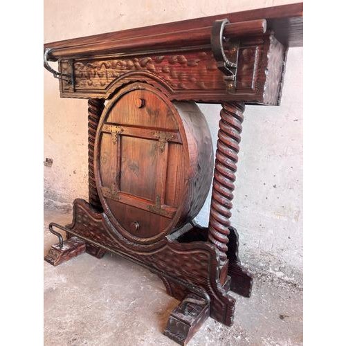 Brown Rustic Brutalist Bar Cabinet For Sale - Image 8 of 9