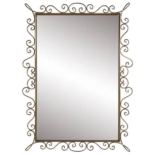 Gold Rectangular Mirror with Brass Frame, 1950s For Sale - Image 8 of 8
