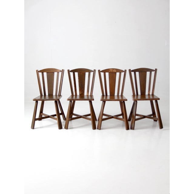 Mid-Century Folk Wood Dining Chairs Set of 4 For Sale - Image 16 of 17