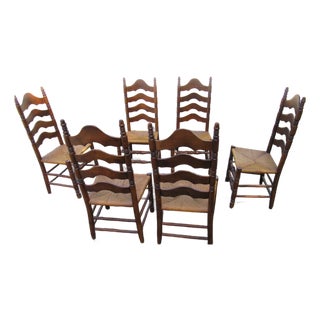 Vintage Rush Ladderback Kitchen Dining Room Chairs For Sale
