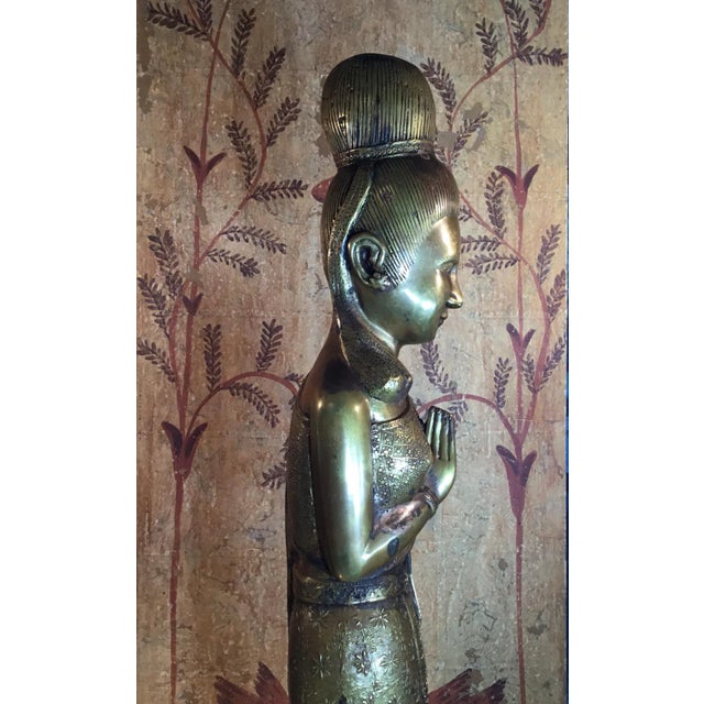 1960s Vintage Standing Bronze Woman Statue For Sale - Image 5 of 13
