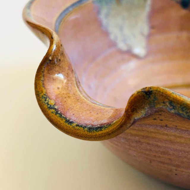 Late 20th Century Vintage Purple Flower Studio Pottery Bowl For Sale - Image 5 of 10