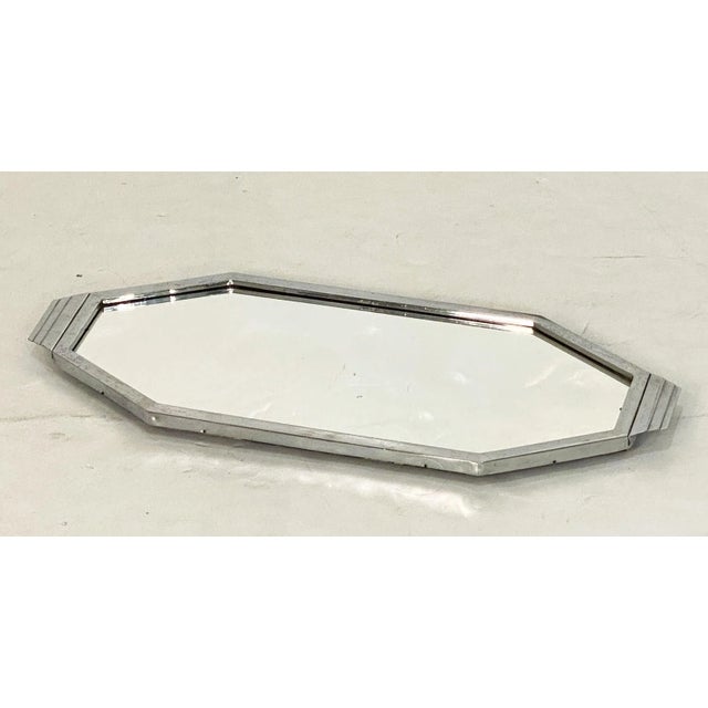 Metal Art Deco Octagonal Mirrored Glass Tray With Chrome Surround From England For Sale - Image 7 of 10
