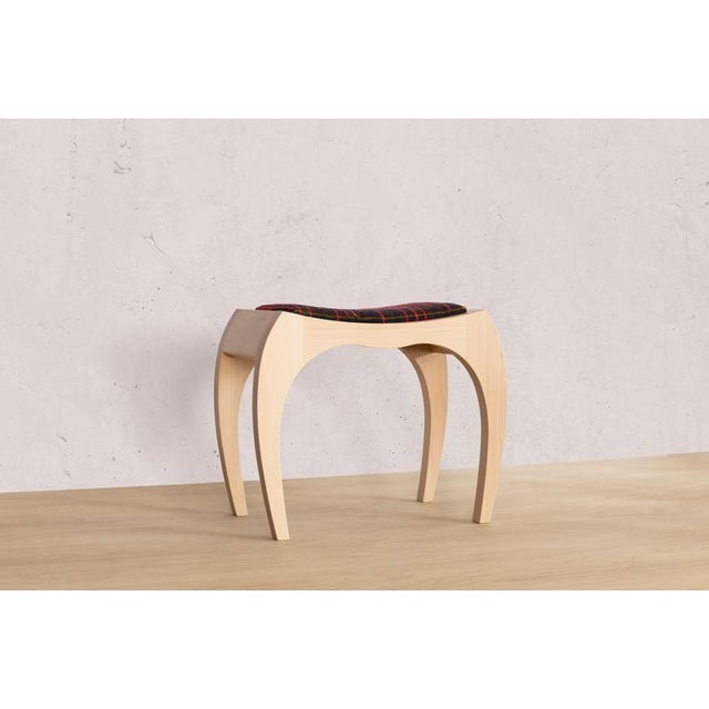 Signed Rumbo Stool 1 in Solid Beech Wood by Jean-Baptiste Van Den Heede Dimensions: D 28 x W 49 x H 40 cm Materials: Hand-...