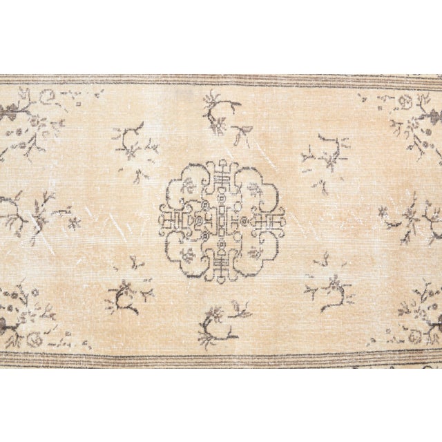 Textile 1970s Turkish Oushak Handmade Wool Cotton Beige Area Rug For Sale - Image 7 of 9
