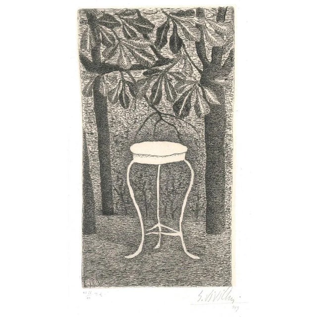 Table in the Wood - Original Etching by Giuseppe Viviani - 1949 1949 For Sale - Image 3 of 3