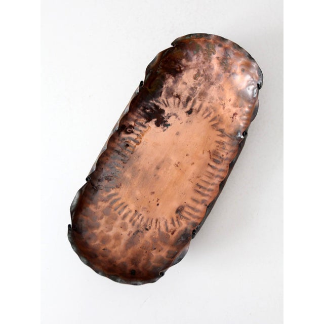 Mid-Century Gregorian Handmade Hammered Copper Tray For Sale - Image 9 of 14