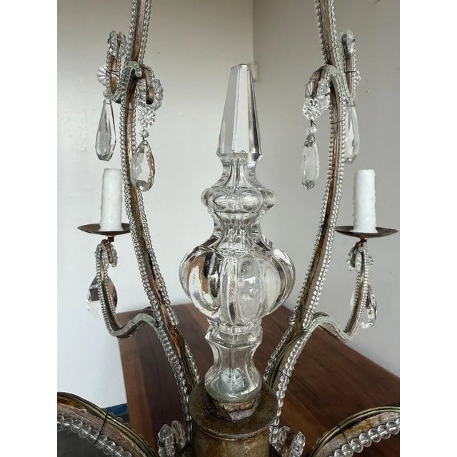 Italian Crystal Beaded Chandelier, Mid-20th Century For Sale - Image 4 of 13