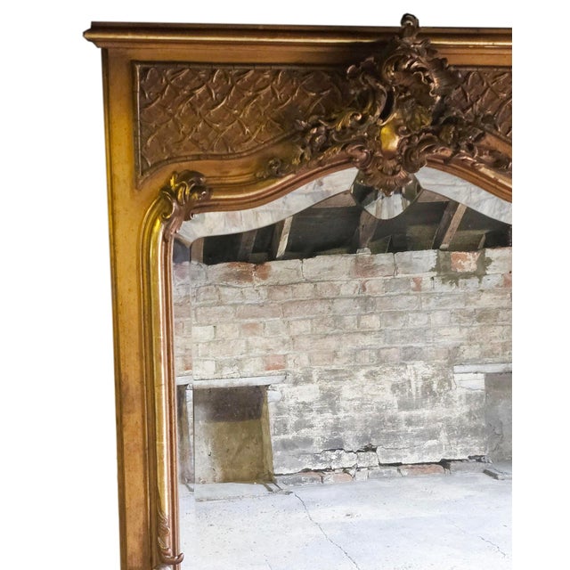 Antique Overmantle Gilt Wall Mirror, 1890s For Sale - Image 4 of 8