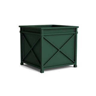 Brown Jordan Venetian 22" Square Planter in Forest Green For Sale