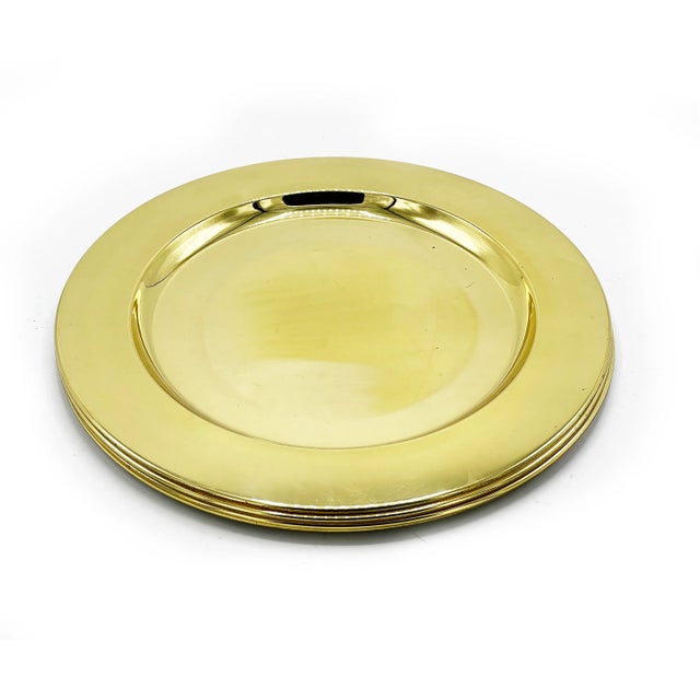 Mid-Century Modern Mid-Century Modern Large Hand Polished Solid Brass Plates - 4 Pieces For Sale - Image 3 of 4