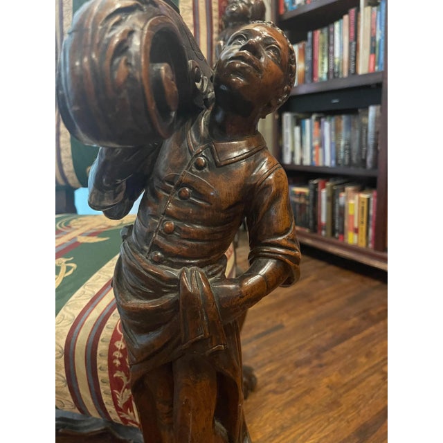 Chocolate Italian Carved 19th Century Baroque Venetian Upholstered Throne Chair For Sale - Image 8 of 11