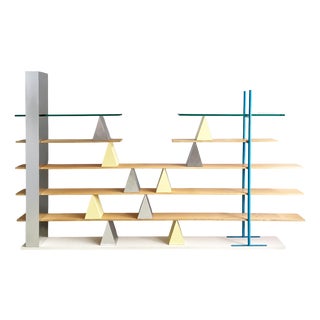 Italian Modern Glass, Wood and Metal Gritti Bookcase by Andrea Branzi for Memphis, 2000s For Sale