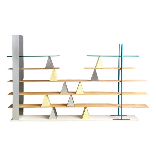 Italian Modern Glass, Wood and Metal Gritti Bookcase by Andrea Branzi for Memphis, 2000s For Sale