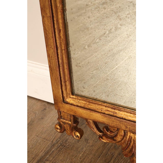 Italian Giltwood Narrow Vintage Wall Mirror Mirror For Sale - Image 4 of 18