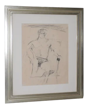 Larry Rivers (1923-2002) Modernist Male Figure Original Charcoal Mid 20th C.