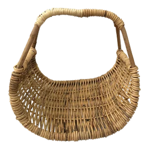 Vintage Woven Rattan Firewood Basket