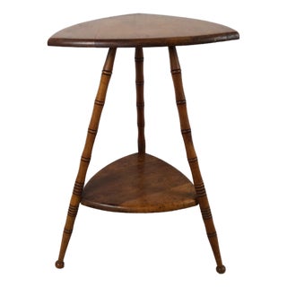Mid Century Accent Table With Turned Wood Bamboo Style Legs For Sale