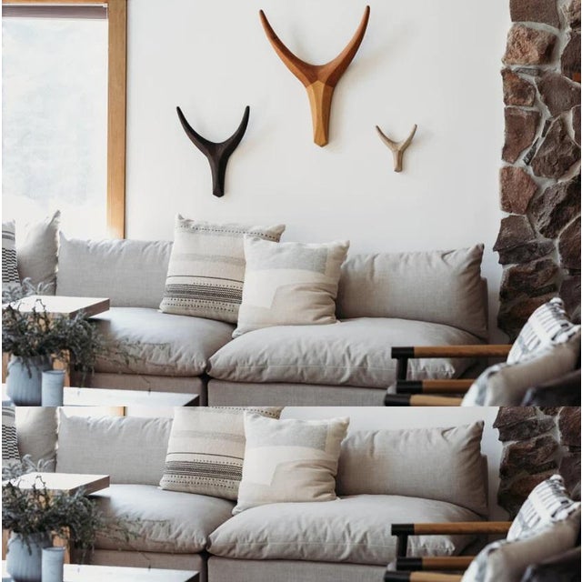 Wood Medium Nguni Head Black Iroko, Animal Head Wall Sculpture, Clear / Natural For Sale - Image 7 of 9