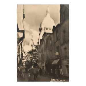 Montmartre, Paris - Black and White Original Photograph Postcard