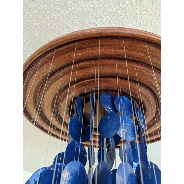 Mid-Century Modern Mid-Century Modern Verner Panton Style Blue Capiz Shell Chandelier For Sale - Image 3 of 6