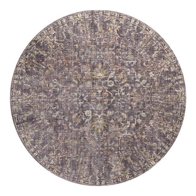 Chris Loves Julia x Loloi Rosemarie Graphite / Multi 7'-9" x 7'-9" Round Area Rug For Sale