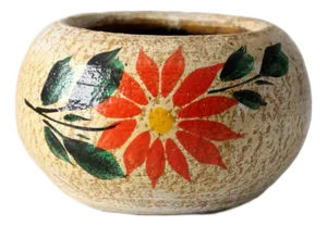 Vintage Mexican Tonala Folk Art Pottery Planter